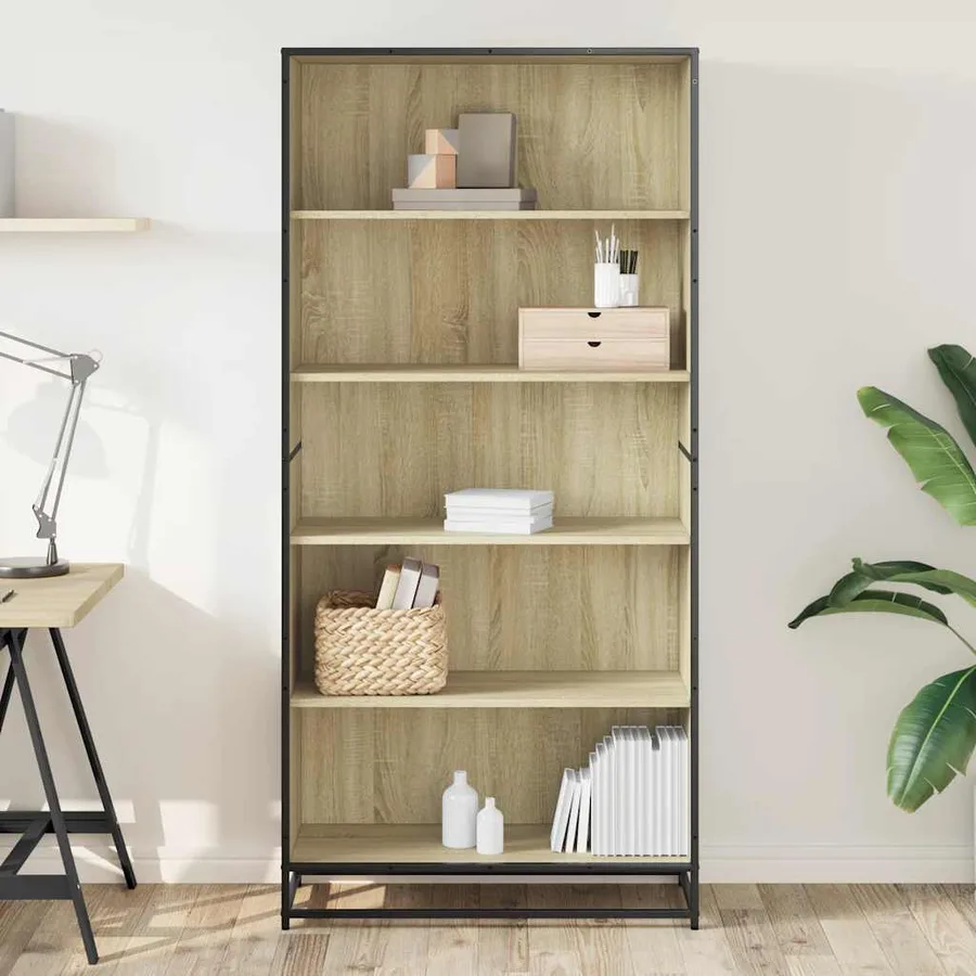Bibliothèque chêne sonoma 80,5x35x170,5 cm bois d'ingénierie - 3