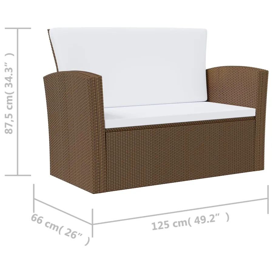 Salon de jardin 16 pcs avec coussins Résine tressée Marron - 10