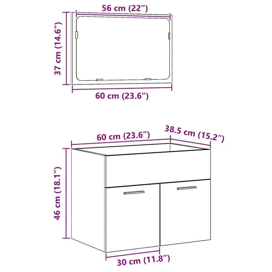 Ensemble de meubles salle de bain 2 pcs chêne noir - 12