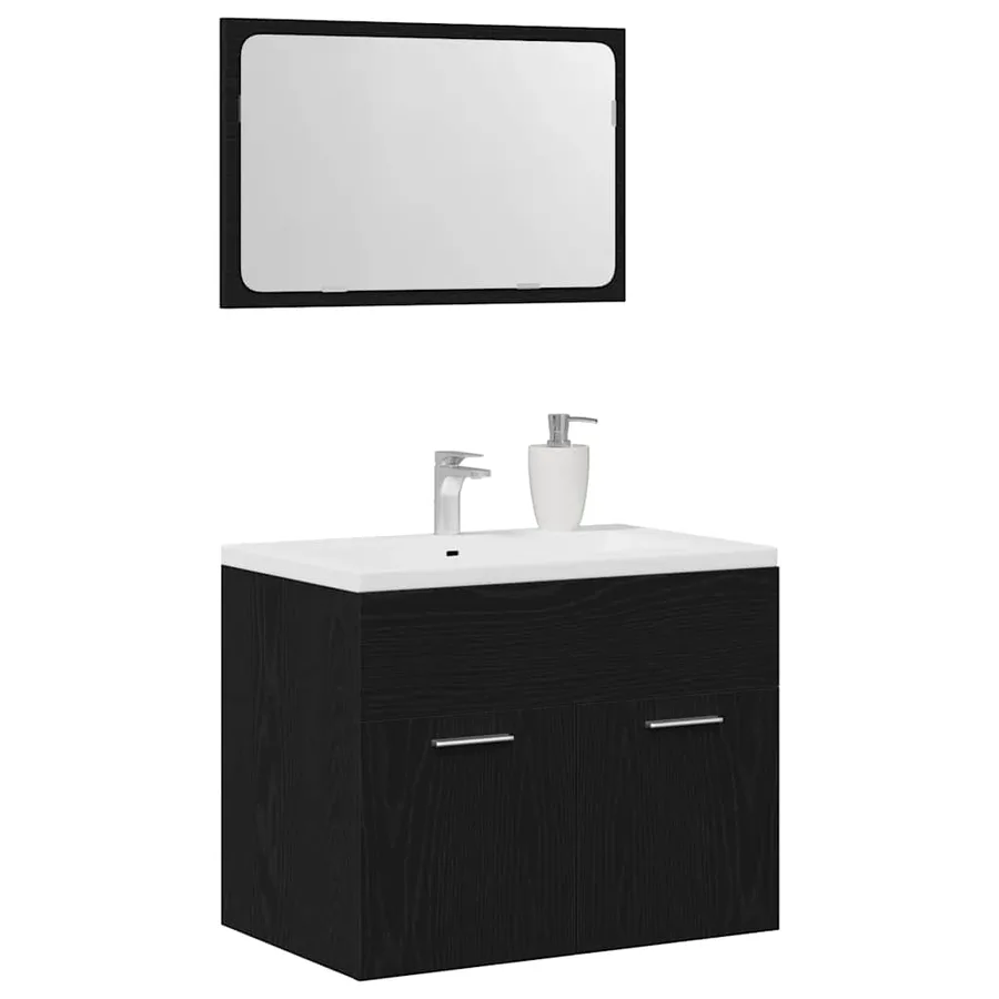 Ensemble de meubles salle de bain 2 pcs chêne noir - 4