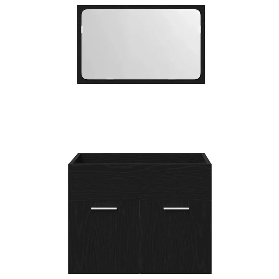 Ensemble de meubles salle de bain 2 pcs chêne noir - 6