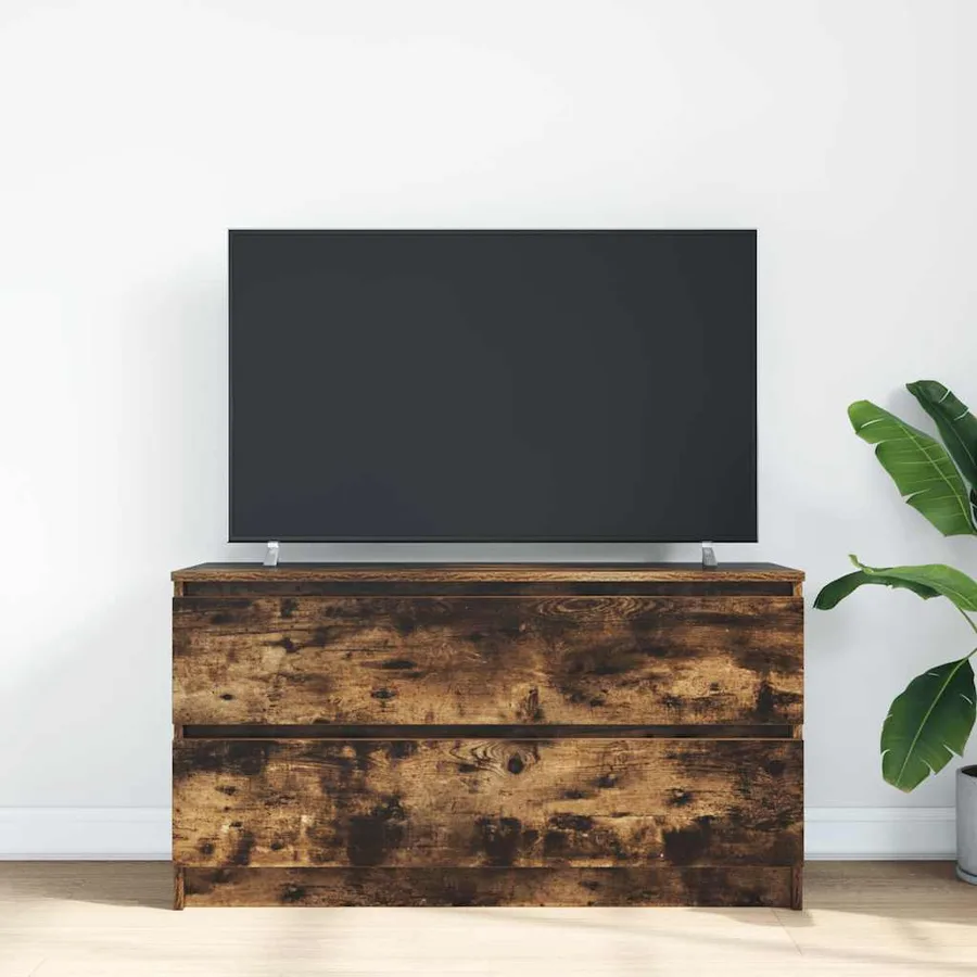 Meuble TV chêne fumé 100x35x54 cm bois d'ingénierie - 3