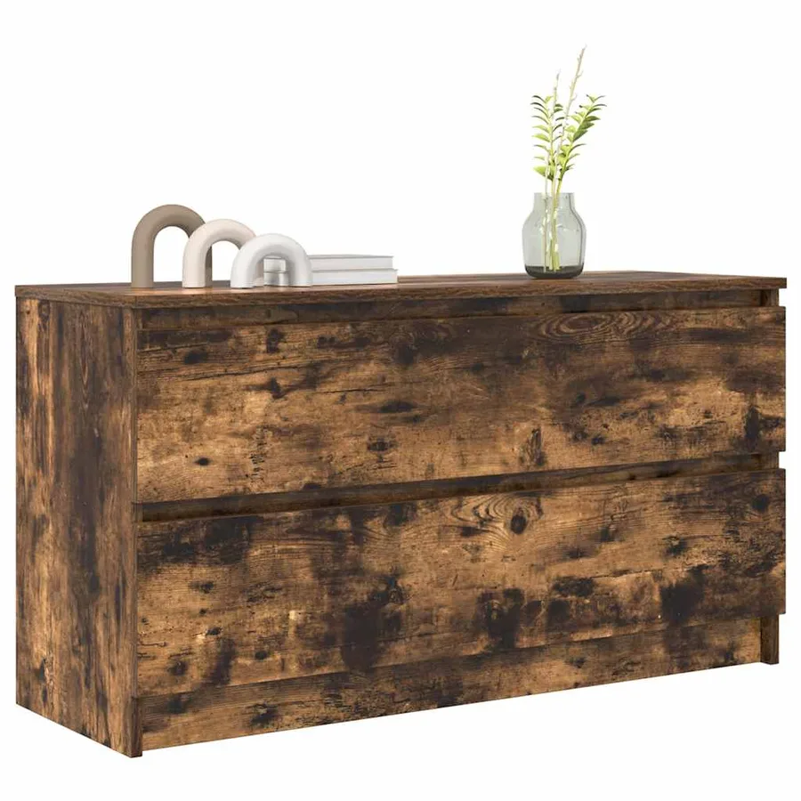 Meuble TV chêne fumé 100x35x54 cm bois d'ingénierie - 4