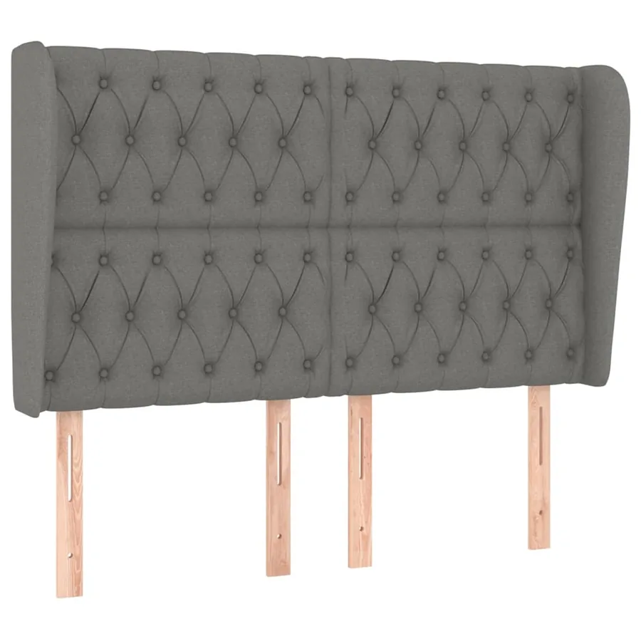 Tête de lit avec oreilles Gris foncé 163x23x118/128 cm Tissu - 2