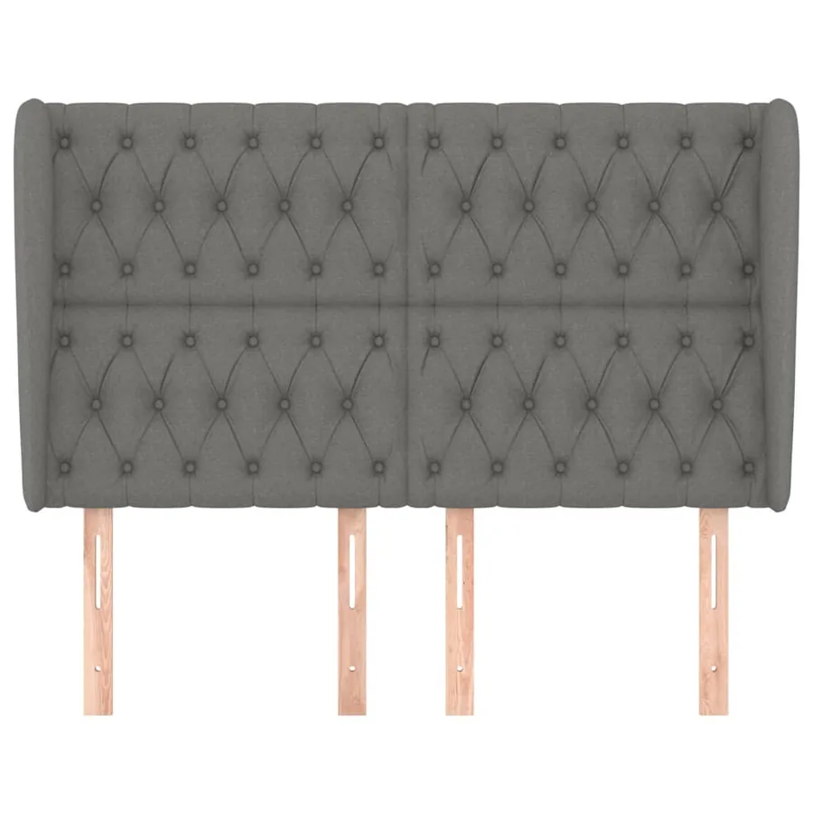 Tête de lit avec oreilles Gris foncé 163x23x118/128 cm Tissu - 3