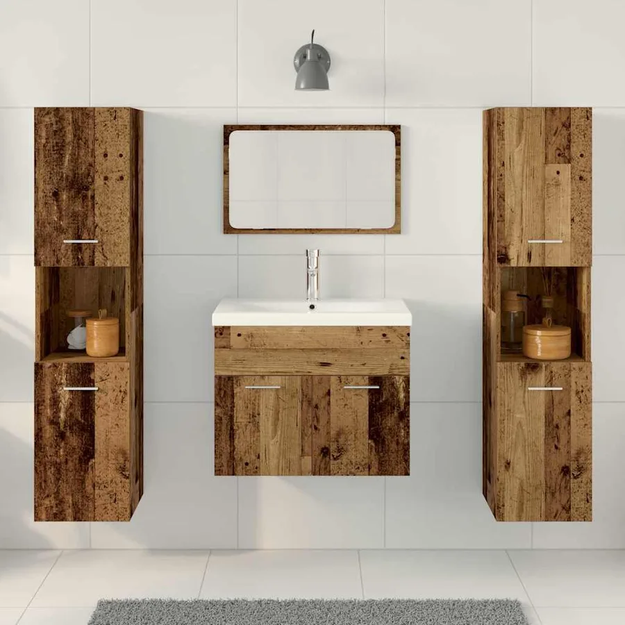 Ensemble de mobilier de salle de bain 4 pcs Bois Ancien - 4
