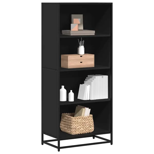 Bibliothèque noir 60x35x139 cm bois d'ingénierie
