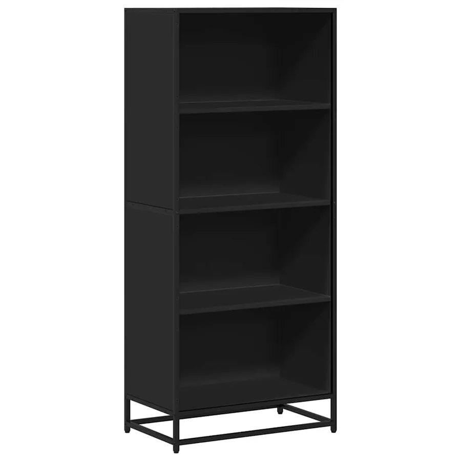 Bibliothèque noir 60x35x139 cm bois d'ingénierie - 2