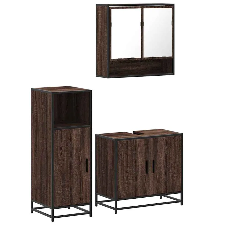 Ensemble de meubles de salle de bain 3 pcs Chêne marron - 2