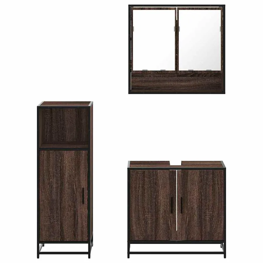 Ensemble de meubles de salle de bain 3 pcs Chêne marron - 5