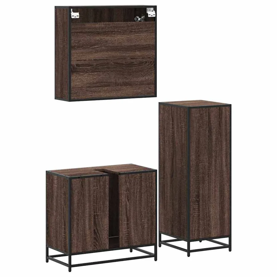 Ensemble de meubles de salle de bain 3 pcs Chêne marron - 8