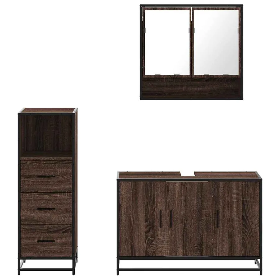 Ensemble de meubles de salle de bain 3 pcs Chêne marron - 5