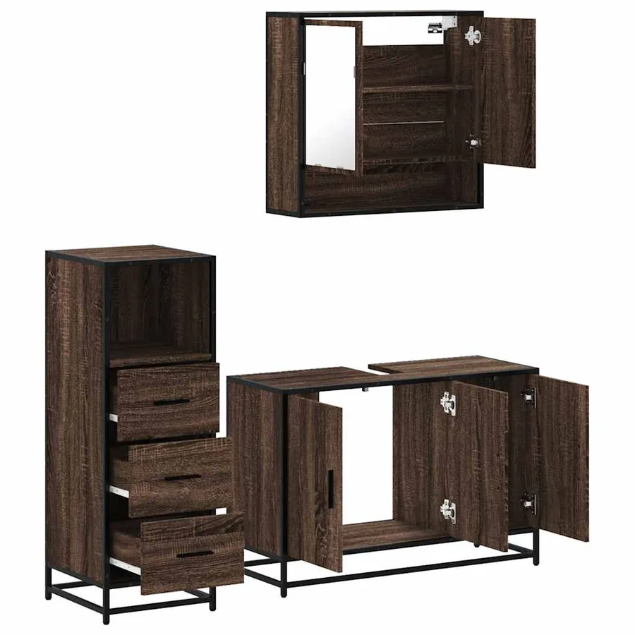 Ensemble de meubles de salle de bain 3 pcs Chêne marron - 8