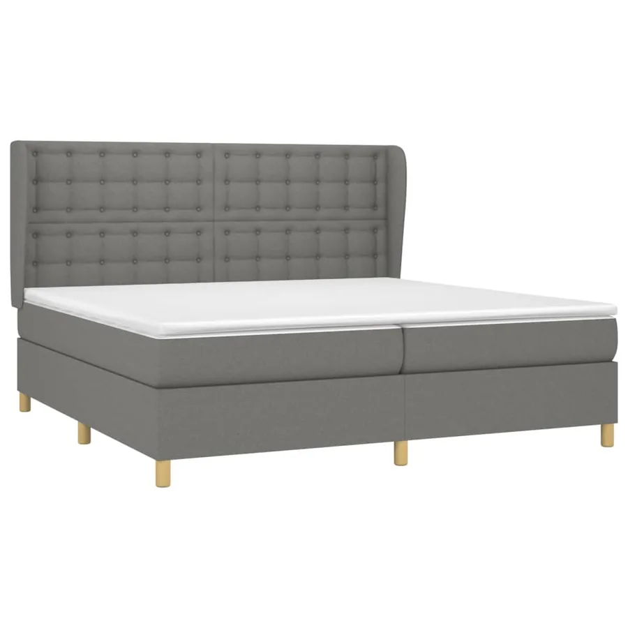 Sommier à lattes de lit avec matelas Gris foncé 200x200cm Tissu - 3