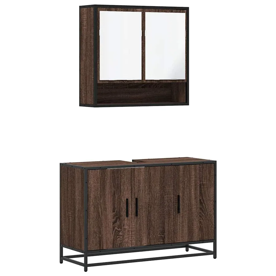 Ensemble de meubles de salle de bain 2 pcs Chêne marron - 2