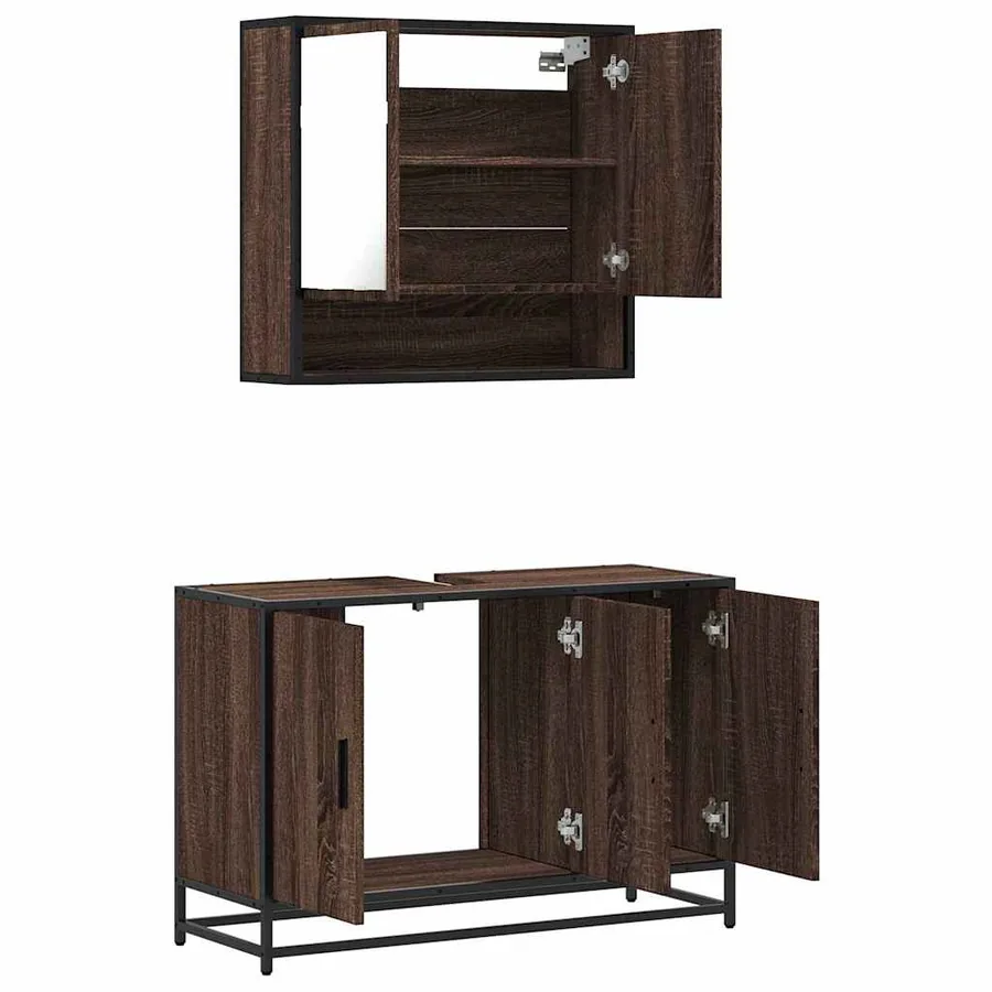 Ensemble de meubles de salle de bain 2 pcs Chêne marron - 8