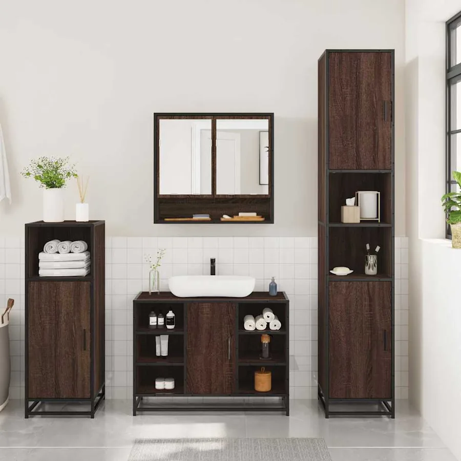 Ensemble de meubles de salle de bain 3 pcs Chêne marron - 3