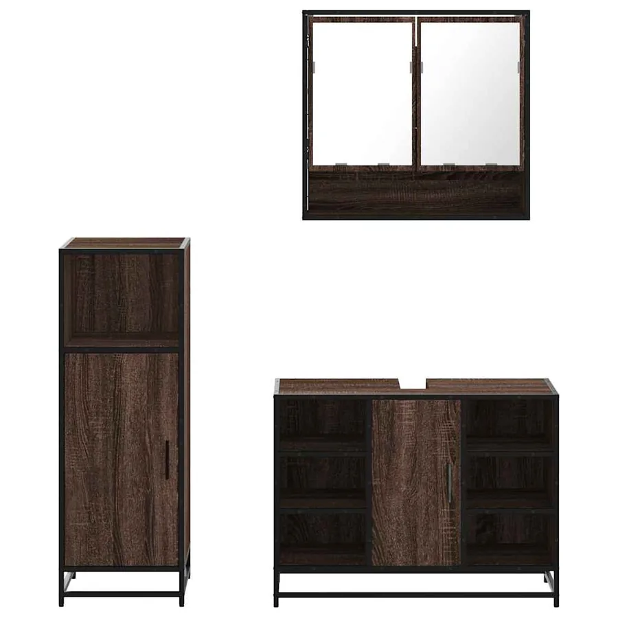 Ensemble de meubles de salle de bain 3 pcs Chêne marron - 5