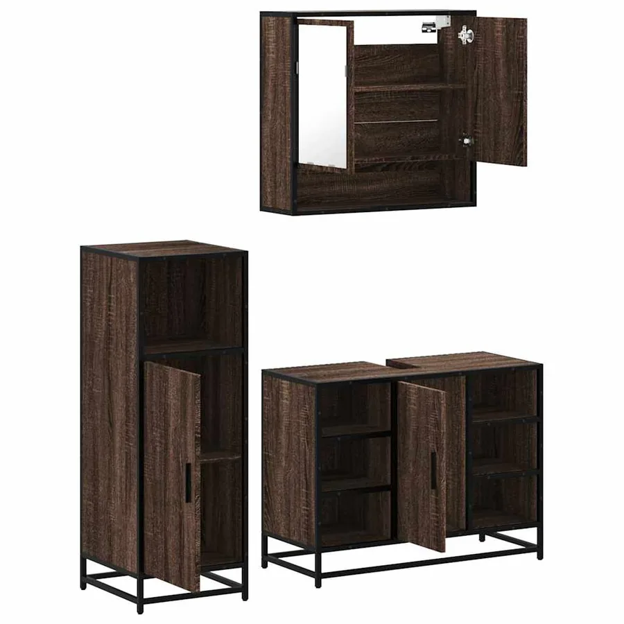 Ensemble de meubles de salle de bain 3 pcs Chêne marron - 6