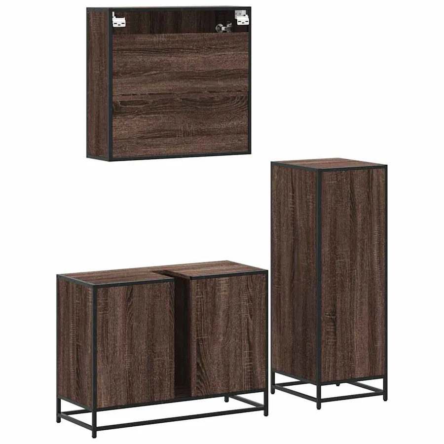Ensemble de meubles de salle de bain 3 pcs Chêne marron - 8