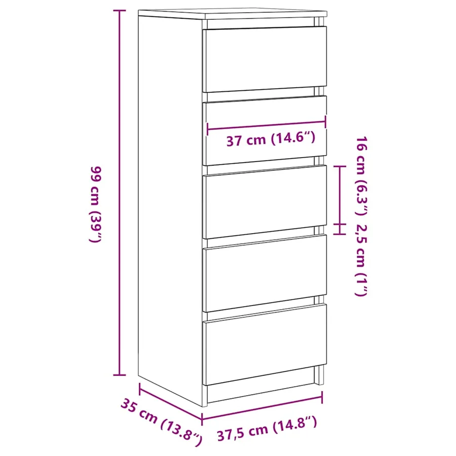 Buffet avec tiroirs vieux bois 37,5x35x99 cm bois d'ingénierie - 12