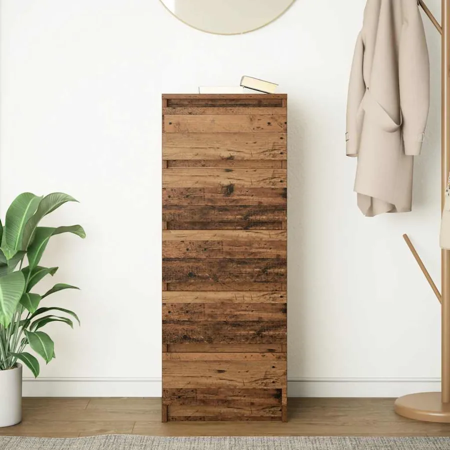 Buffet avec tiroirs vieux bois 37,5x35x99 cm bois d'ingénierie - 3