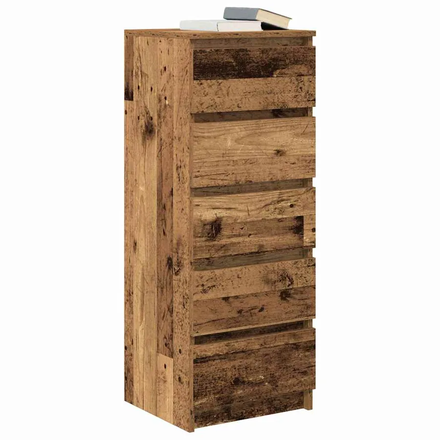 Buffet avec tiroirs vieux bois 37,5x35x99 cm bois d'ingénierie - 4