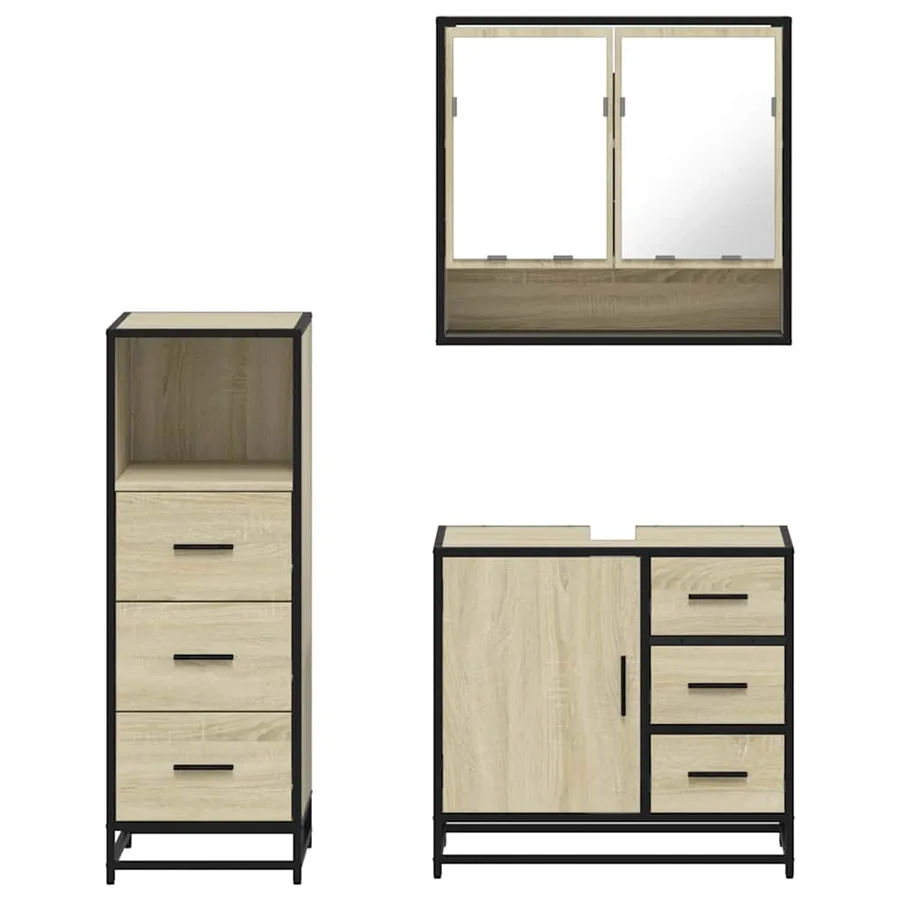 Ensemble de meubles de salle de bain 3 pcs chêne sonoma - 5