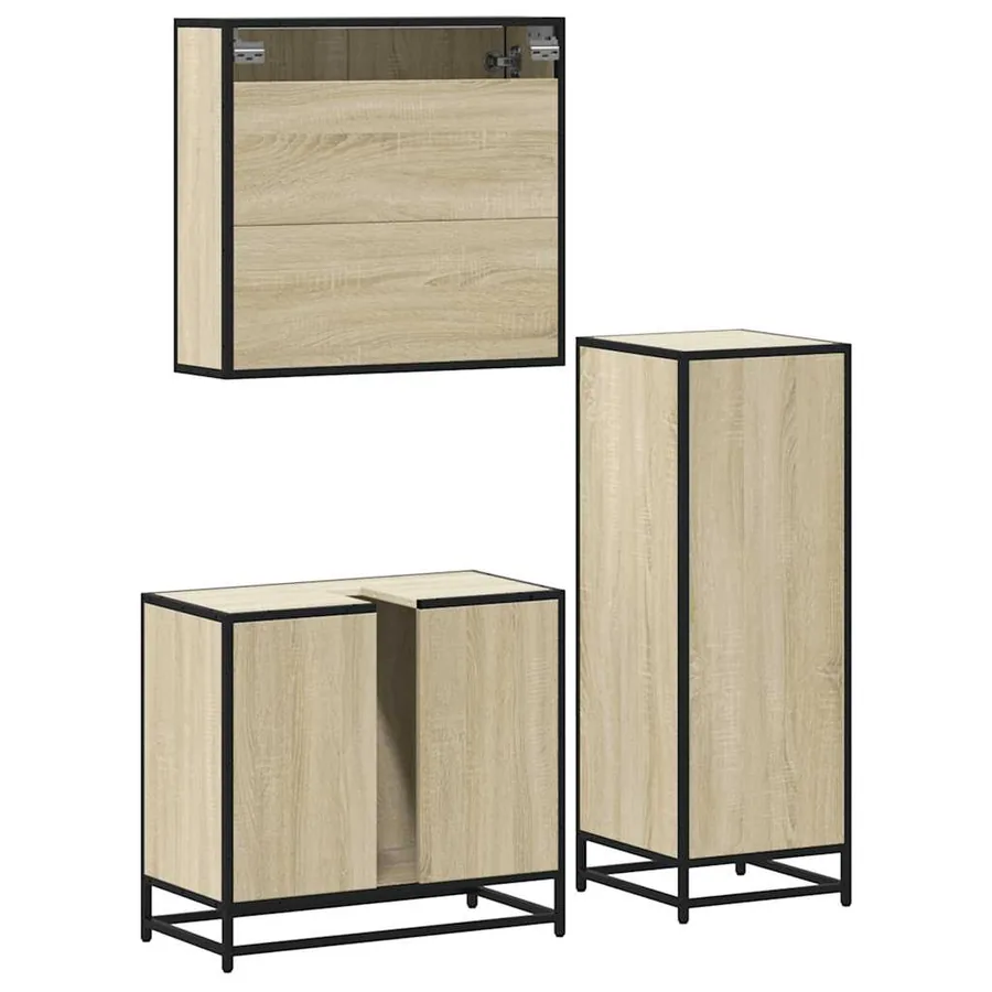 Ensemble de meubles de salle de bain 3 pcs chêne sonoma - 7