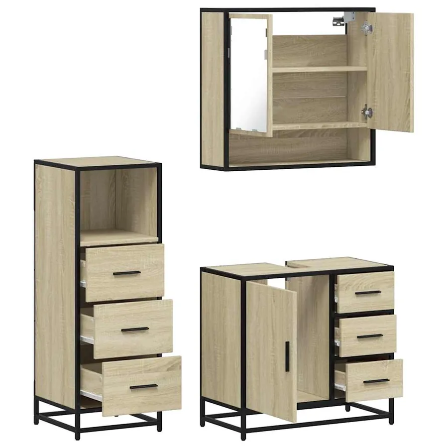 Ensemble de meubles de salle de bain 3 pcs chêne sonoma - 8
