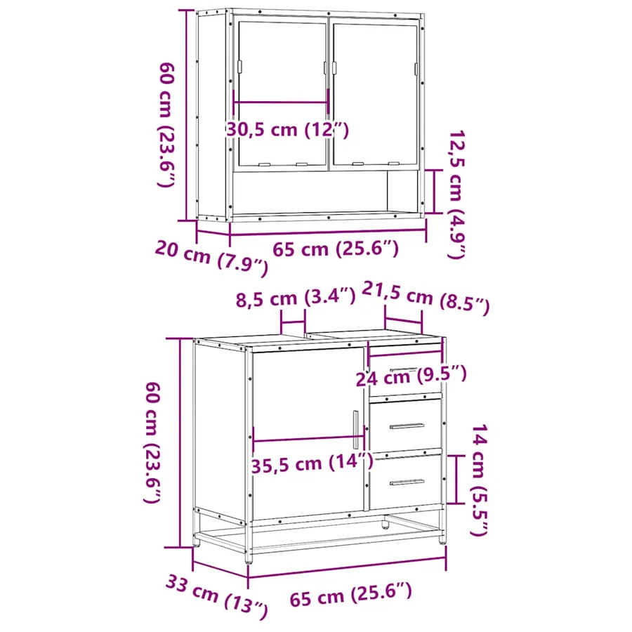 Ensemble de meubles de salle de bain 2 pcs chêne sonoma - 11