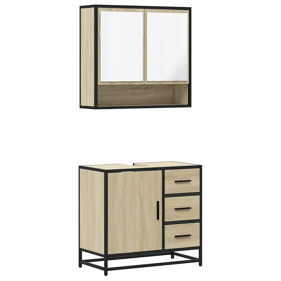 Ensemble de meubles de salle de bain 2 pcs chêne sonoma - 2