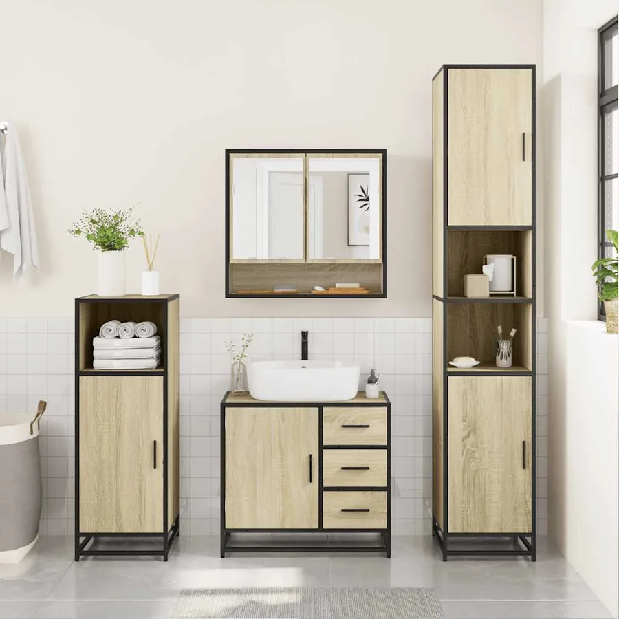 Ensemble de meubles de salle de bain 2 pcs chêne sonoma - 4