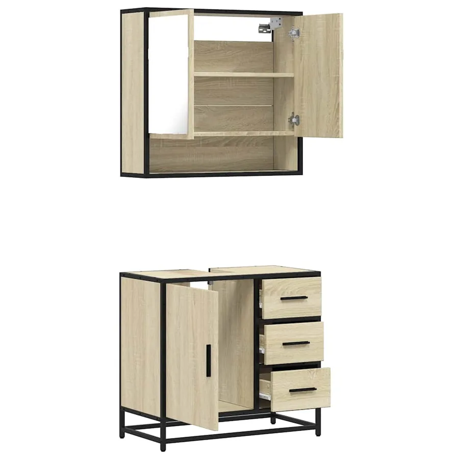Ensemble de meubles de salle de bain 2 pcs chêne sonoma - 8