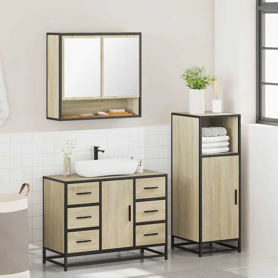 Ensemble de meubles de salle de bain 3 pcs chêne sonoma - 4