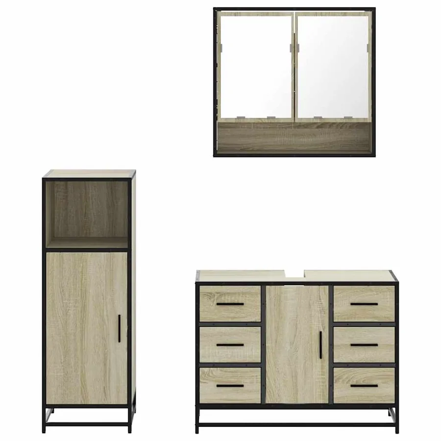 Ensemble de meubles de salle de bain 3 pcs chêne sonoma - 5