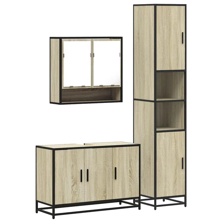 Ensemble de meubles de salle de bain 3 pcs chêne sonoma - 2