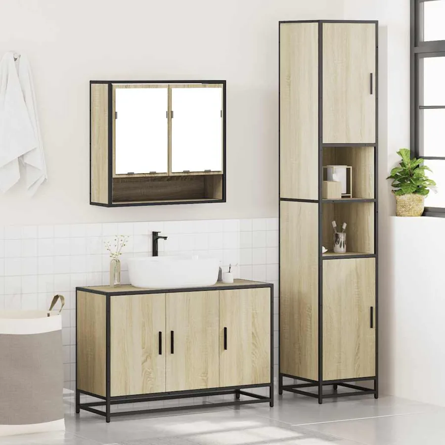 Ensemble de meubles de salle de bain 3 pcs chêne sonoma - 3