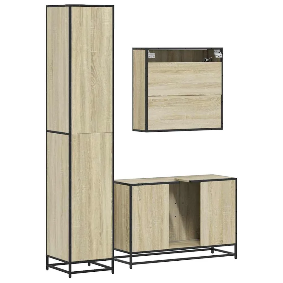 Ensemble de meubles de salle de bain 3 pcs chêne sonoma - 7