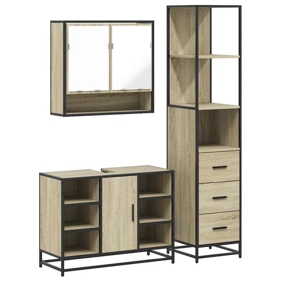 Ensemble de meubles de salle de bain 3 pcs chêne sonoma - 2