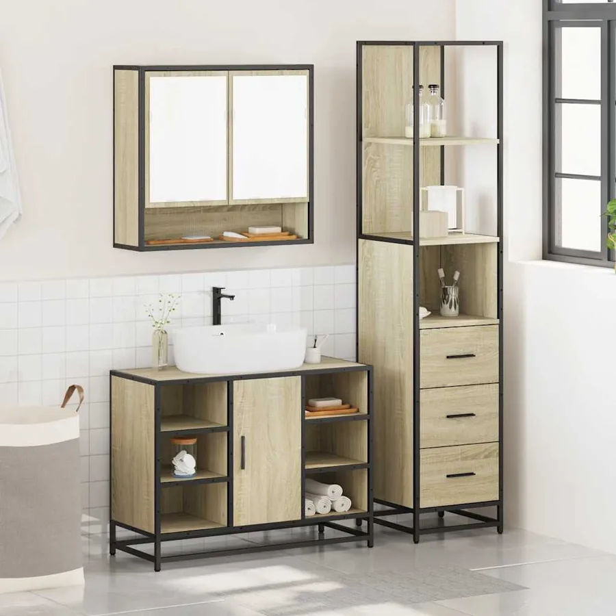Ensemble de meubles de salle de bain 3 pcs chêne sonoma - 3