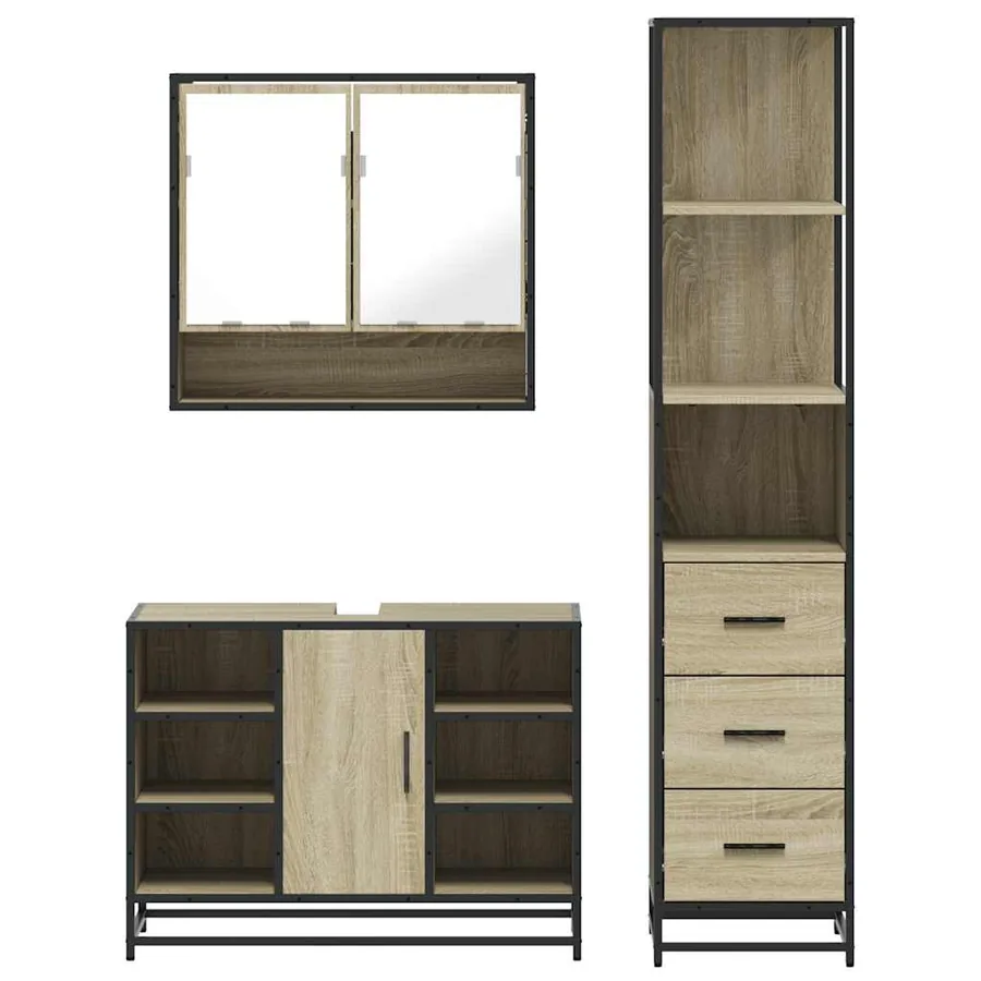 Ensemble de meubles de salle de bain 3 pcs chêne sonoma - 5