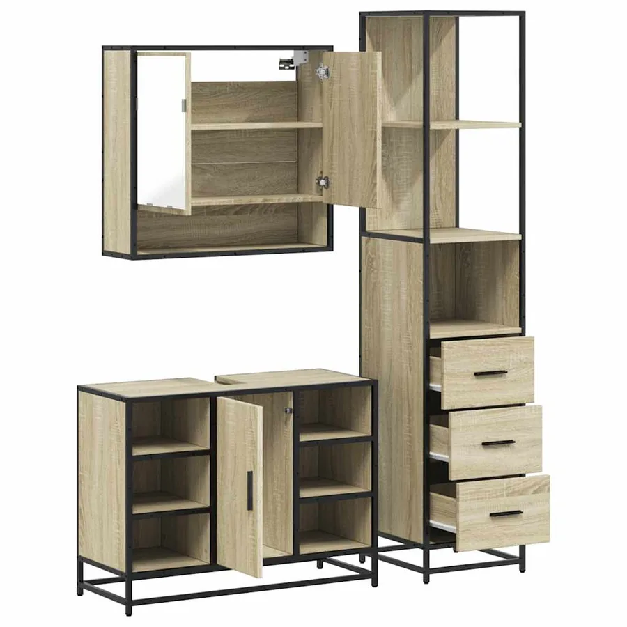 Ensemble de meubles de salle de bain 3 pcs chêne sonoma - 6