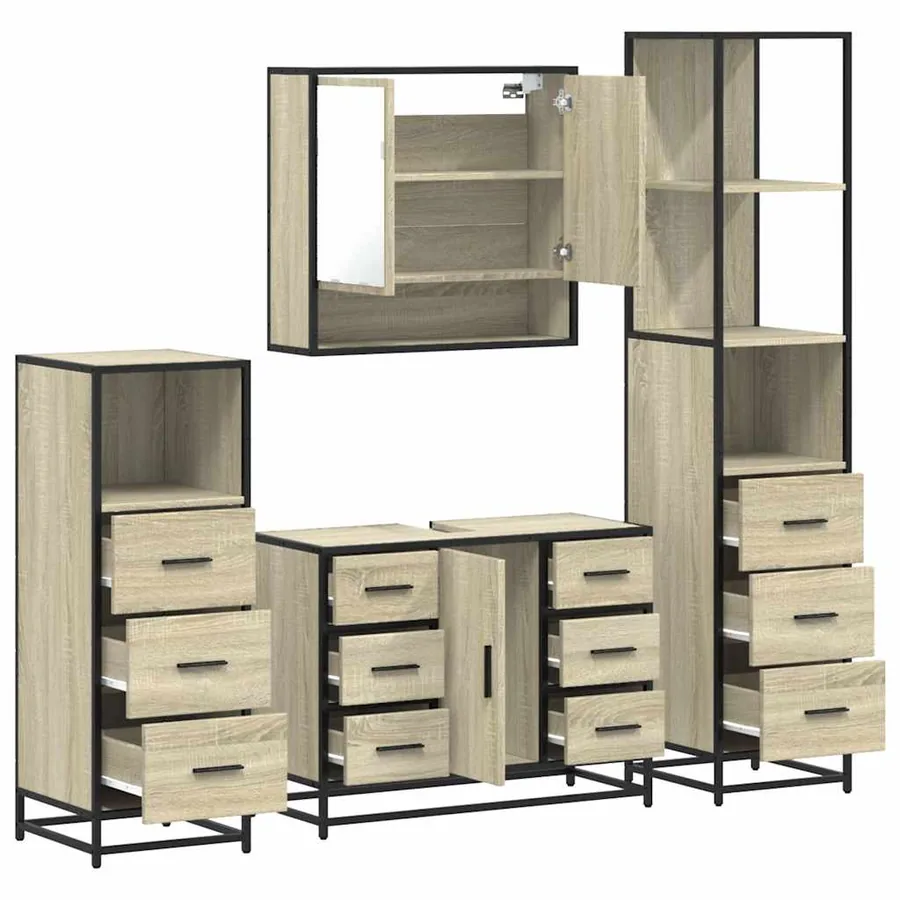 Ensemble de meubles de salle de bain 4 pcs chêne sonoma - 6