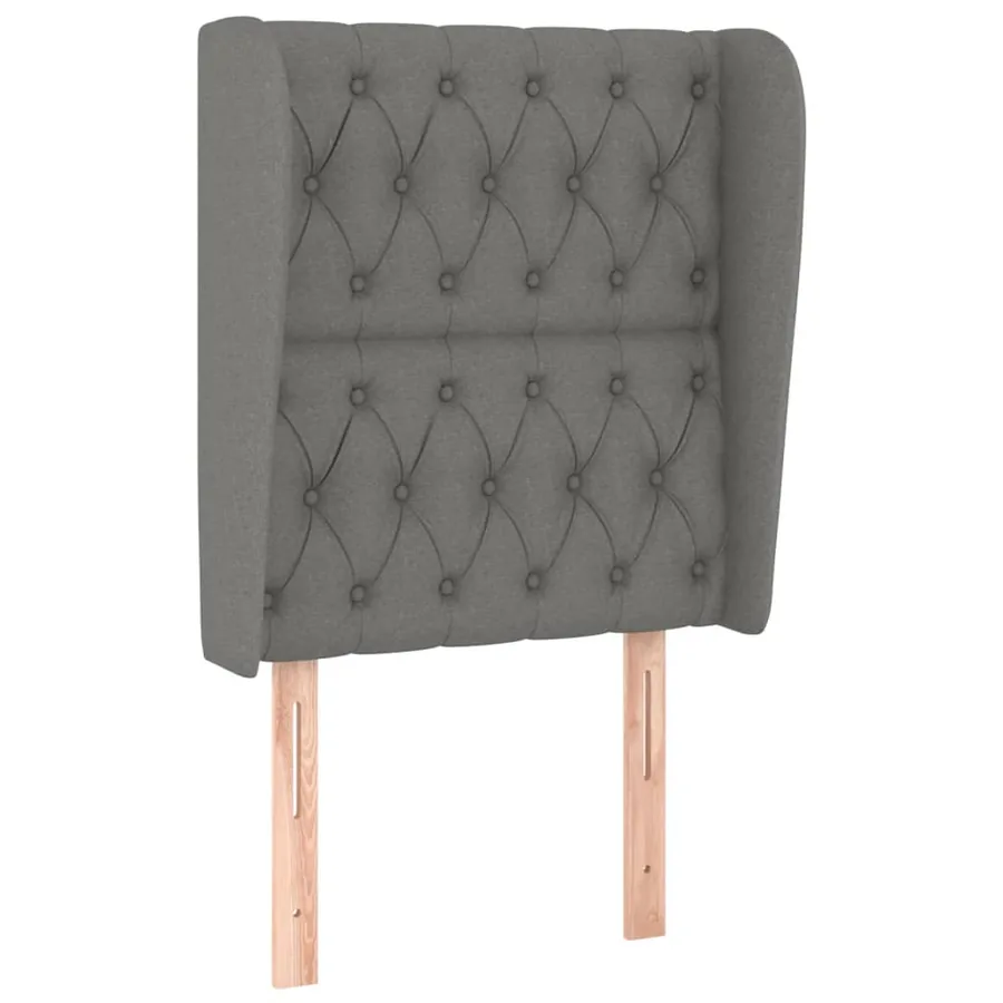 Tête de lit avec oreilles Gris foncé 83x23x118/128 cm Tissu - 2