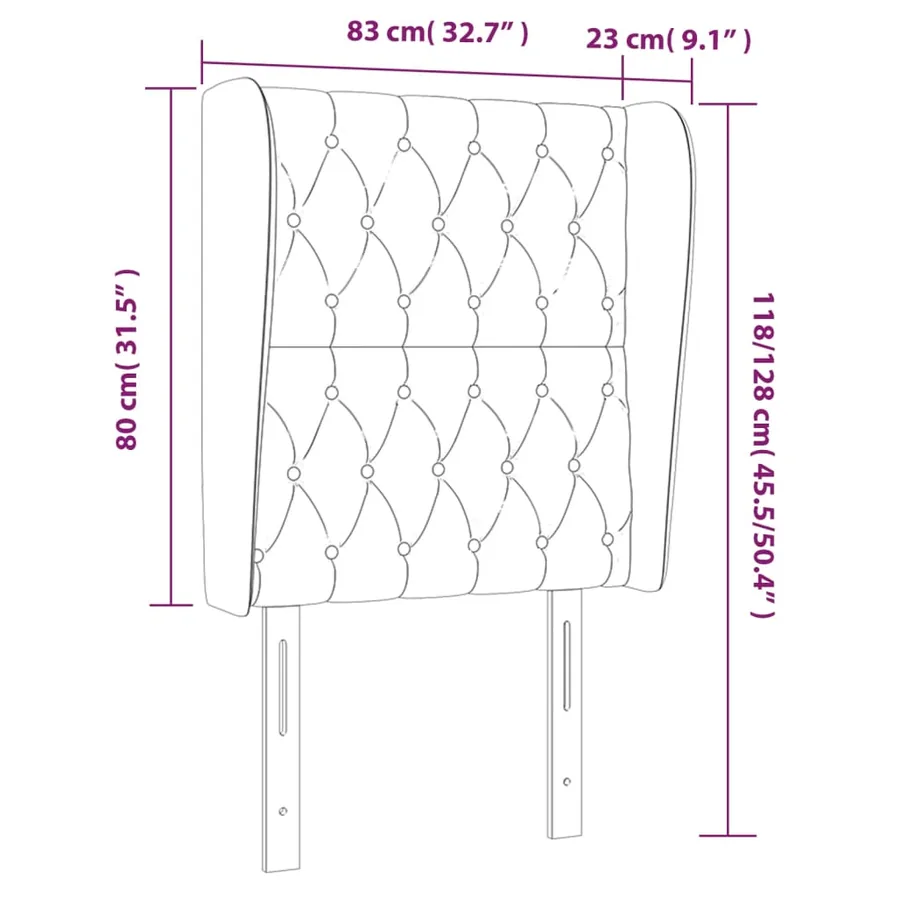 Tête de lit avec oreilles Gris foncé 83x23x118/128 cm Tissu - 9