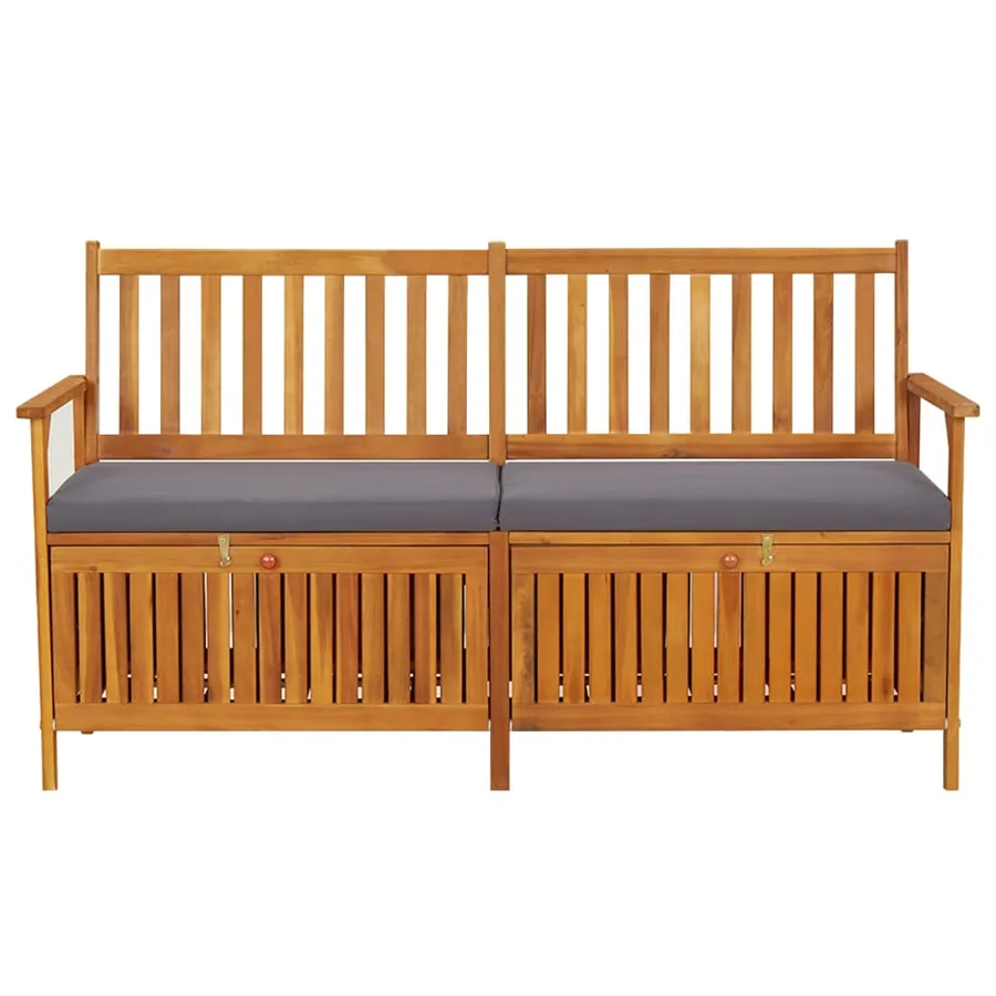 Banc de rangement avec coussin 148 cm Bois d'acacia solide - 2