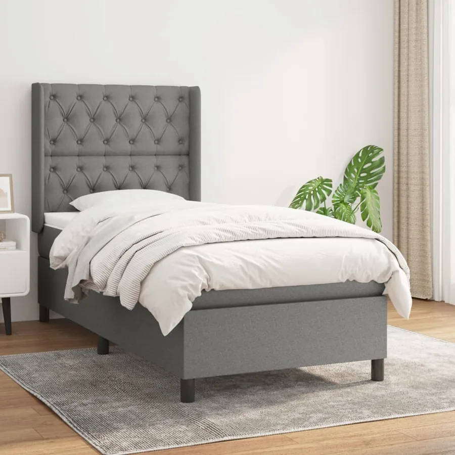 Sommier à lattes de lit avec matelas Gris foncé 80x200 cm Tissu