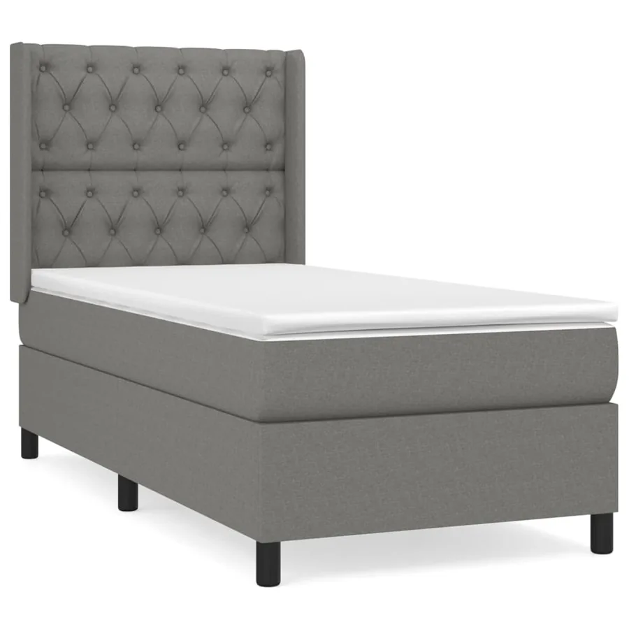 Sommier à lattes de lit avec matelas Gris foncé 80x200 cm Tissu - 2