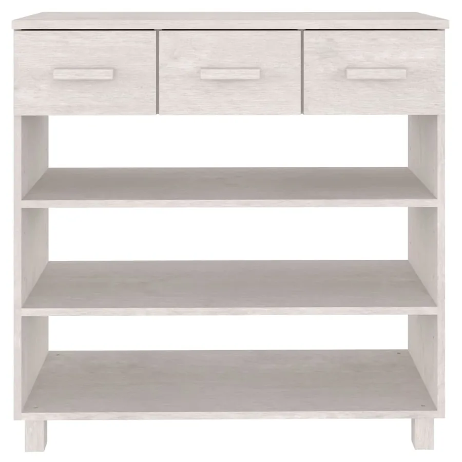 Table console HAMAR Blanc 90x35x90 cm Bois massif de pin - 5